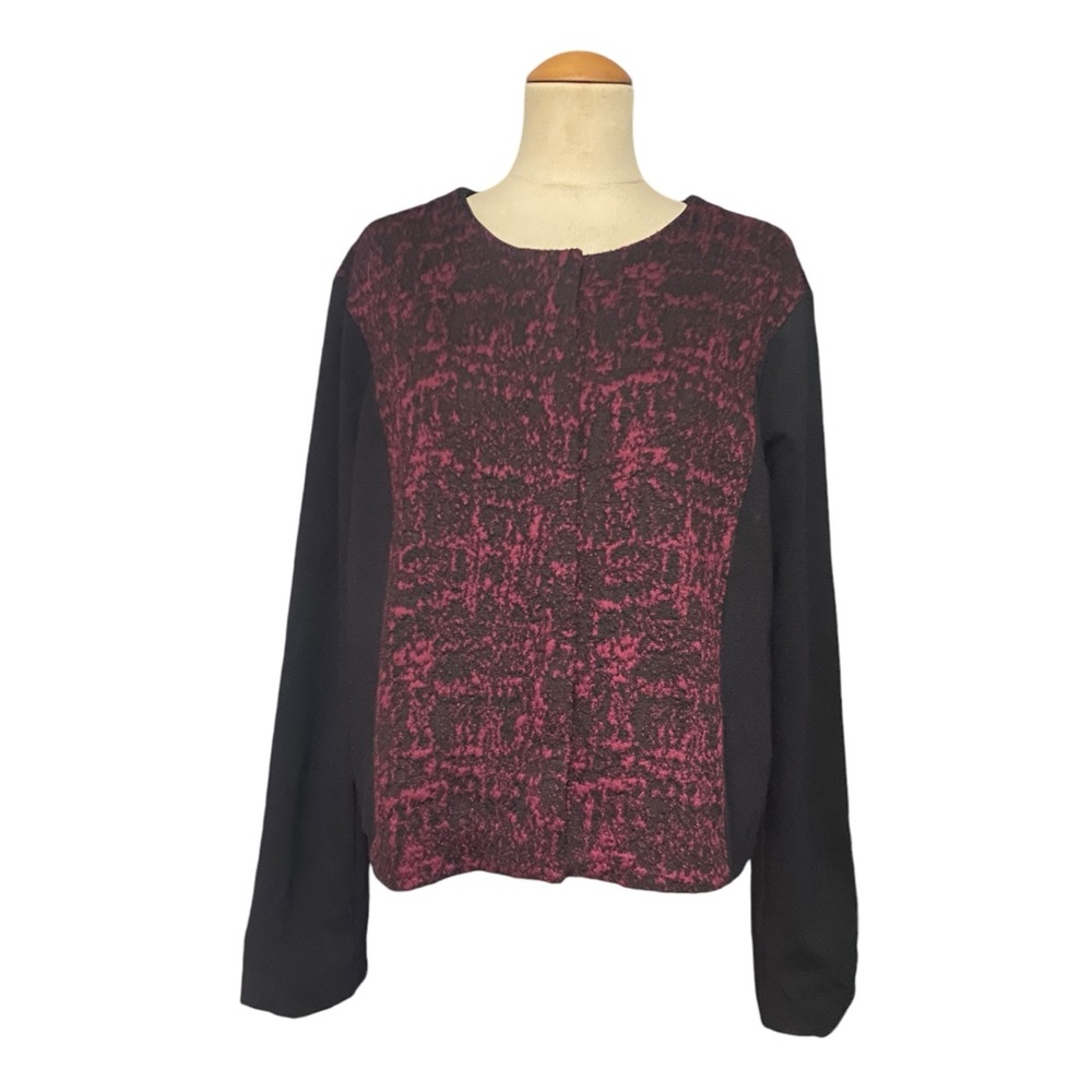 Liz Claiborne Tweed Jacket Burgundy Black XL